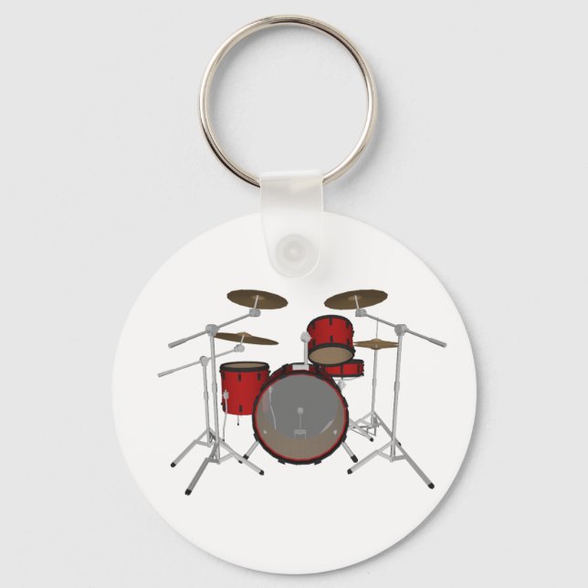 Drums: Red Drum Kit: 3D Model: Keychain (Front)