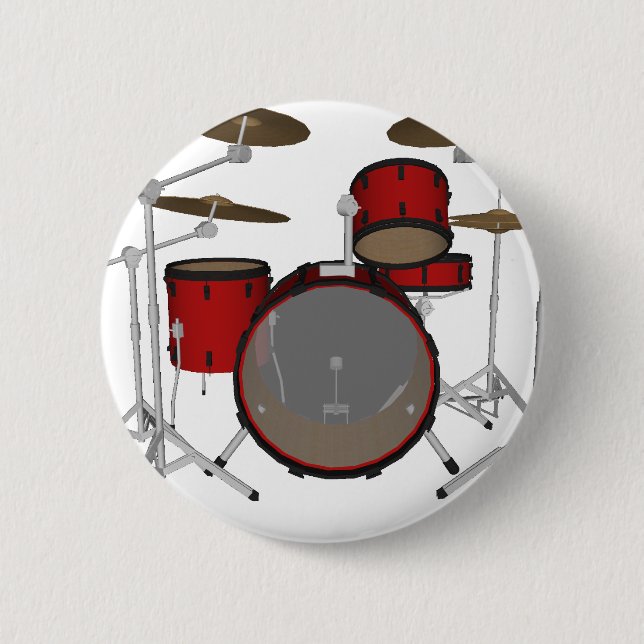 Drums: Red Drum Kit: 3D Model: Pinback Button (Front)