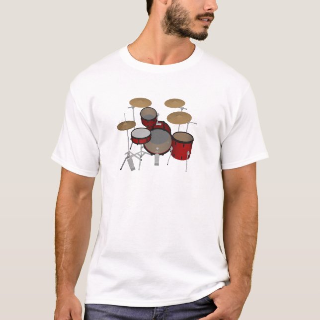 Drums: Red Drum Kit: 3D Model: T-Shirt (Front)