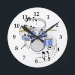 Drums Round Clock<br><div class="desc">Music makers celebrate! Proudly announce to the world,  I Play the Drums!</div>