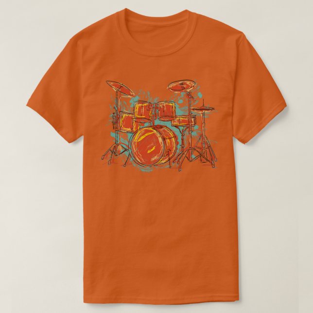 Drums Set Drummer Drums T-Shirt (Design Front)