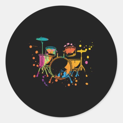 Drums Splash Classic Round Sticker