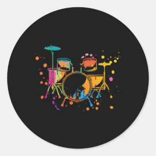 Drums Splash Classic Round Sticker