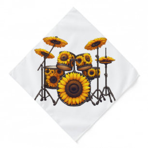 Drums Sunflower Flower Musician Music Floral Bandana