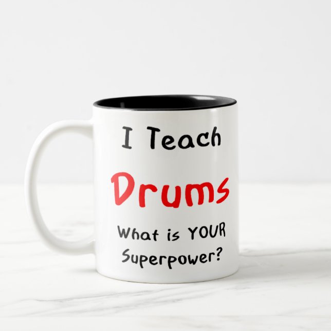 drums teach Two-Tone coffee mug (Left)