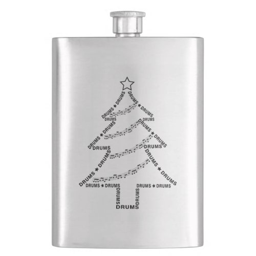 Drums Text Christmas Tree  Flask
