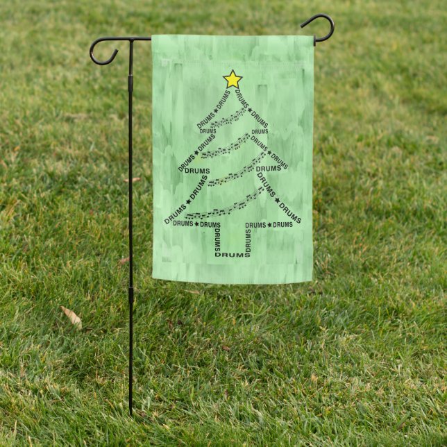 Drums Text Christmas Tree  Garden Flag (In SItu)