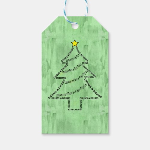 Drums Text Christmas Tree  Gift Tags