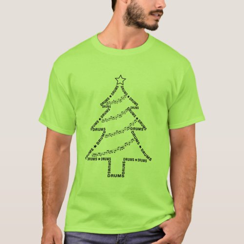 Drums Text Christmas Tree  T_Shirt