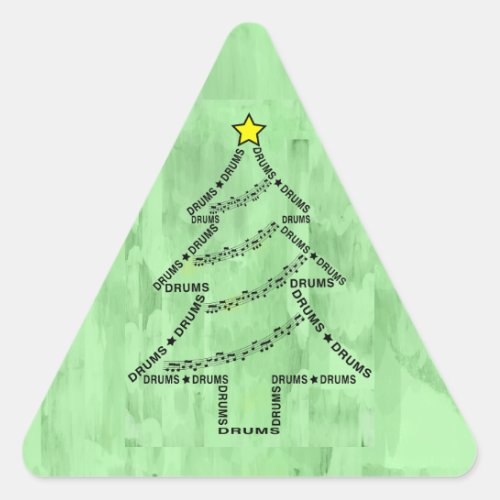 Drums Text Christmas Tree  Triangle Sticker