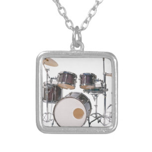 Drums Tools Percussion Music Concert Silver Plated Necklace