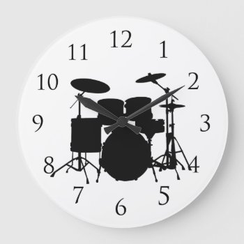 Drums Wall Clock by LeSilhouette at Zazzle