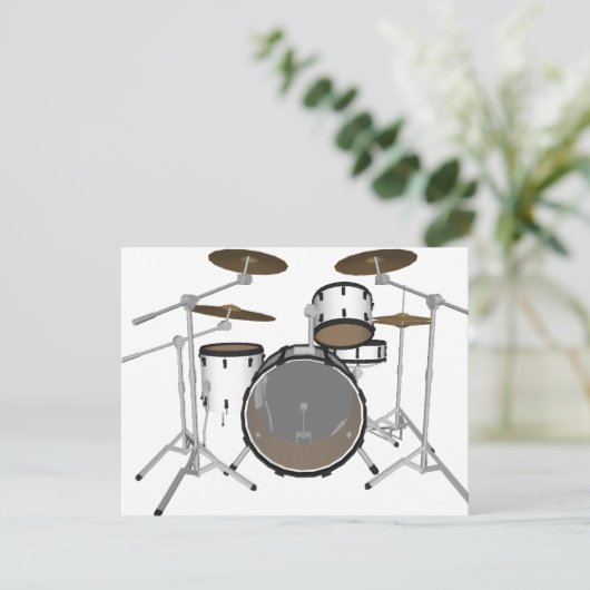 Drums: White Drum Kit: 3D Model: (Standing Front)