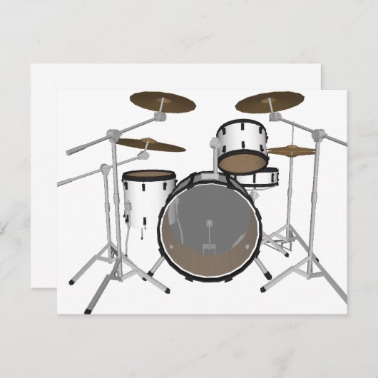 Drums: White Drum Kit: 3D Model: (Front/Back)