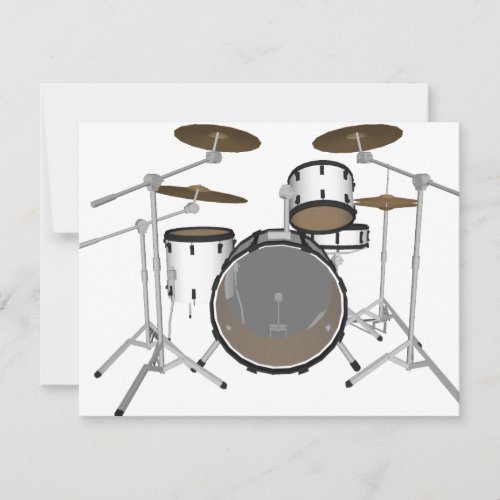 Drums: White Drum Kit: 3D Model: Personalized Invite