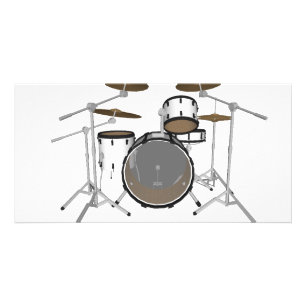 Drums: White Drum Kit: 3D Model: Card