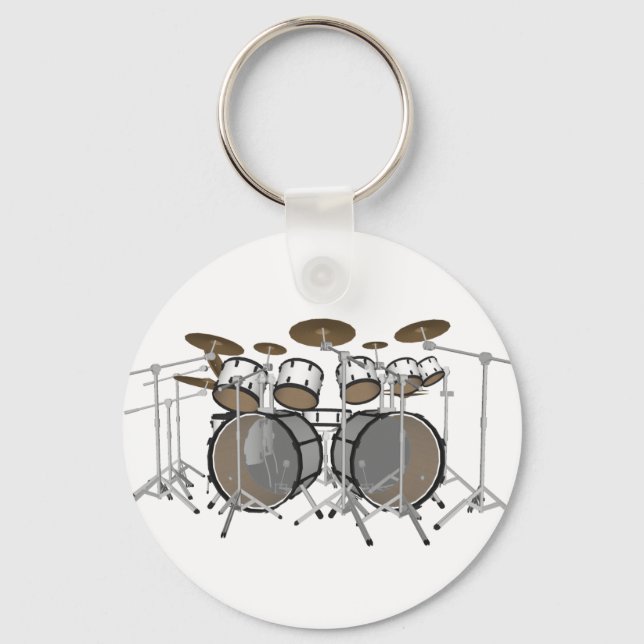 Drums: White Drum Kit: 3D Model: Keychain (Front)