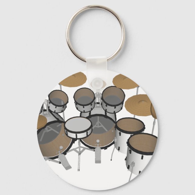 Drums: White Drum Kit: 3D Model: Keychain (Front)