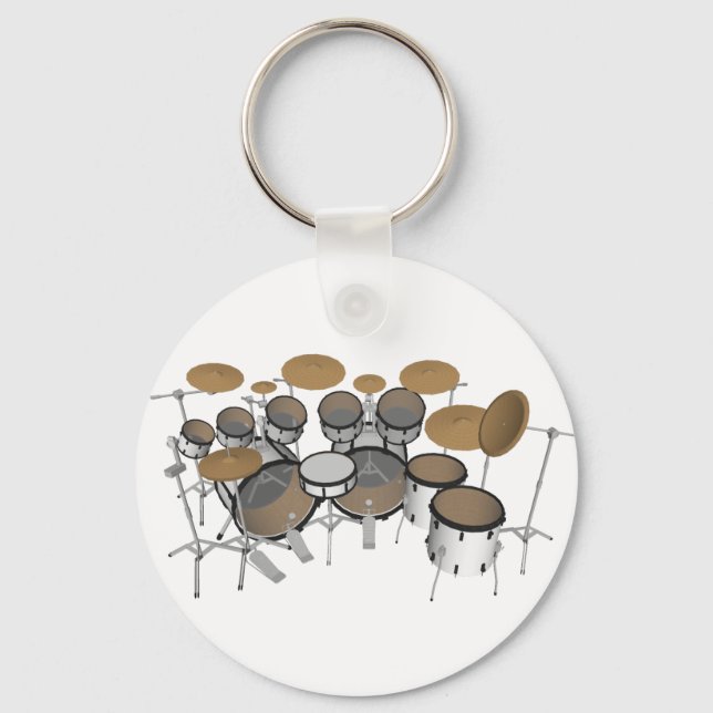 Drums: White Drum Kit: 3D Model: Keychain (Front)