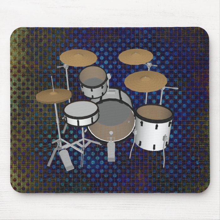 Drums White Drum Kit 3D Model Mousepad