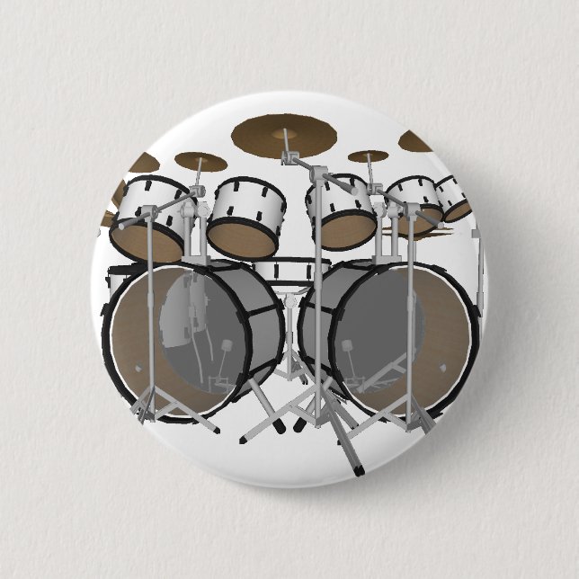 Drums: White Drum Kit: 3D Model: Pinback Button (Front)