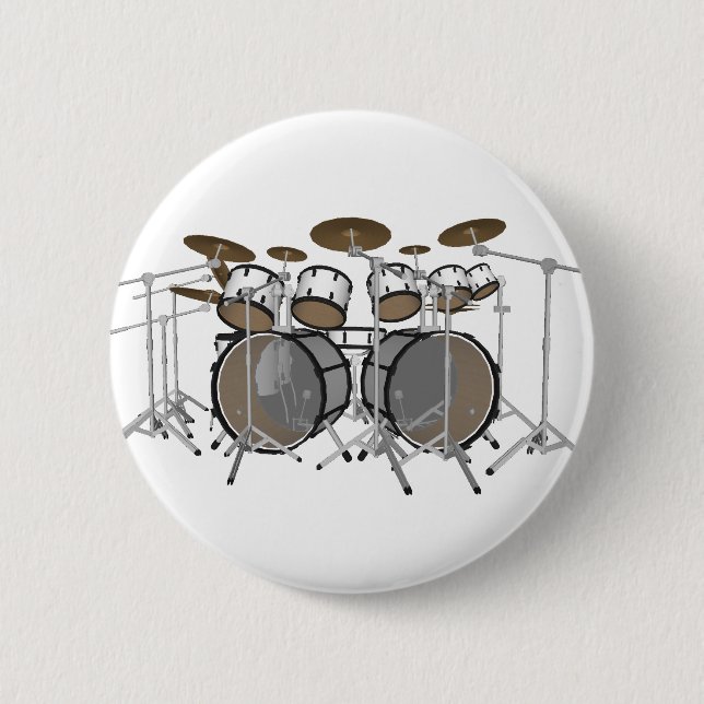 Drums: White Drum Kit: 3D Model: Pinback Button (Front)