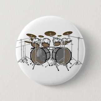 Drums: White Drum Kit: 3D Model: Pinback Button