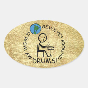 Drums - World Revolves Around Oval Sticker