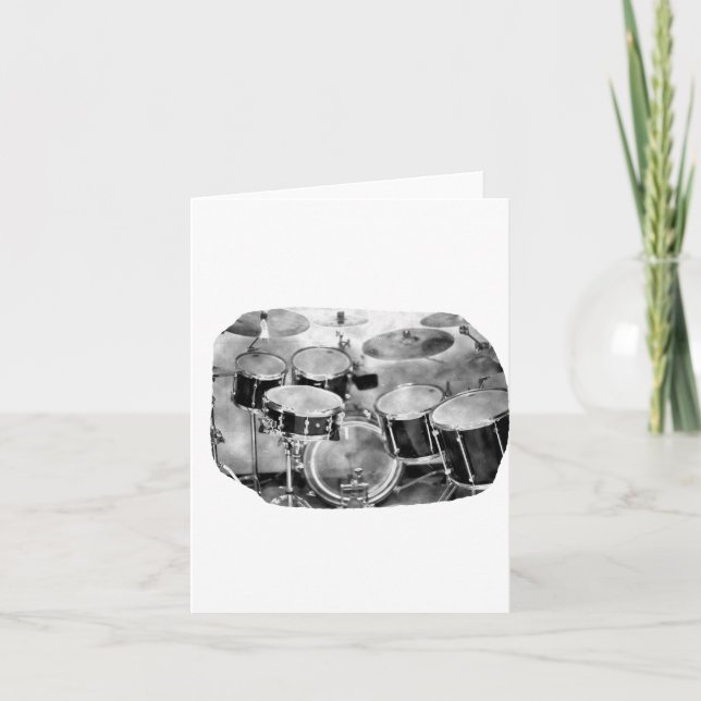 Drumset Black and White Photograph Design Card (Front)