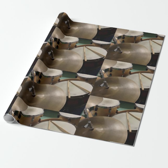 Drumset cymbals and sticks wrapping paper (Unrolled)