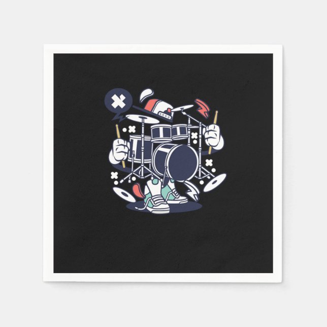Drumset Drummers Music Lovers Musicians Drums Rock Napkins (Front)
