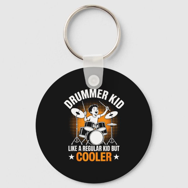 Drumset Drums Lover Percussionist Drummer Kid Drum Keychain (Front)