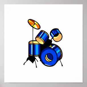 Drumset Graphic Blue version trap set image Poster