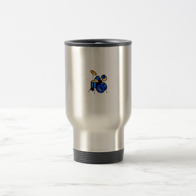 Drumset Graphic Blue version trap set image Travel Mug (Center)