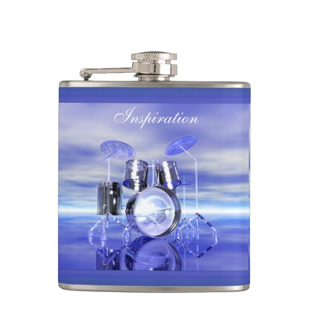 Drumset Musician's Inspiration Personalized Flask (Front)
