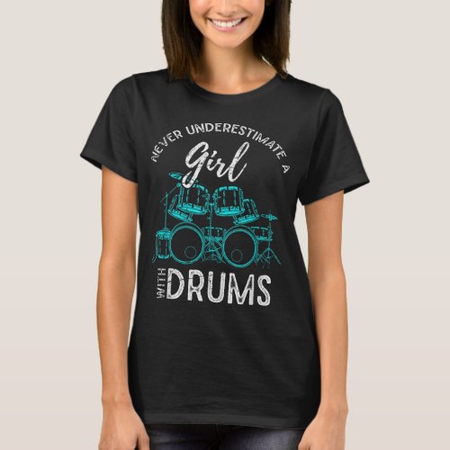 Drumset Percussion Drummer Women Girls Kids Gift D T_Shirt