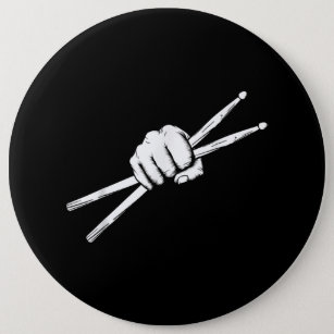 Drumsticks Drummer - Drumset Drums Gift  Button