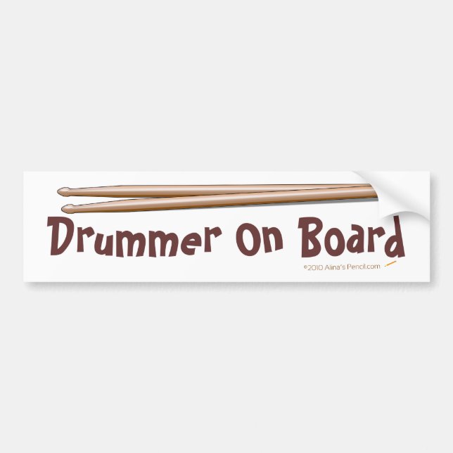 Drumsticks Drummer On Board Bumper Sticker (Front)