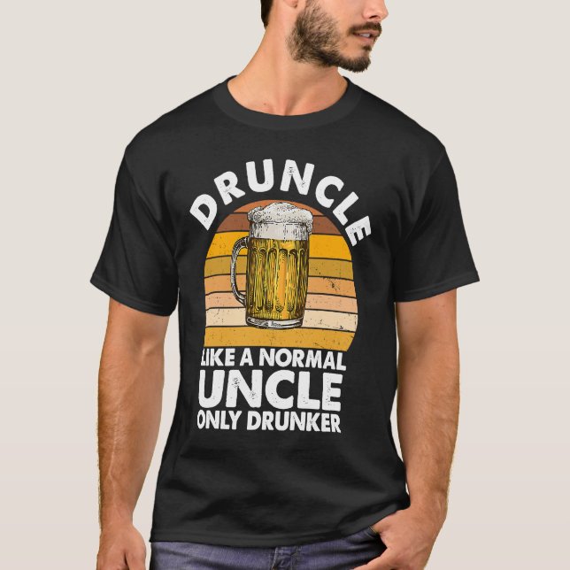 Druncle Like A Normal Uncle Only Drunker Drink Bee T-Shirt (Front)