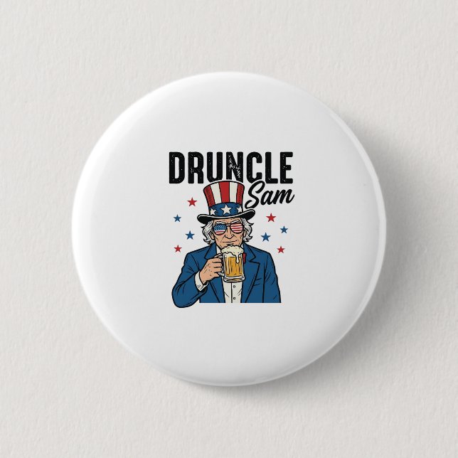 Druncle Sam Funny Patriotic Beer Vector Design_1 Button (Front)