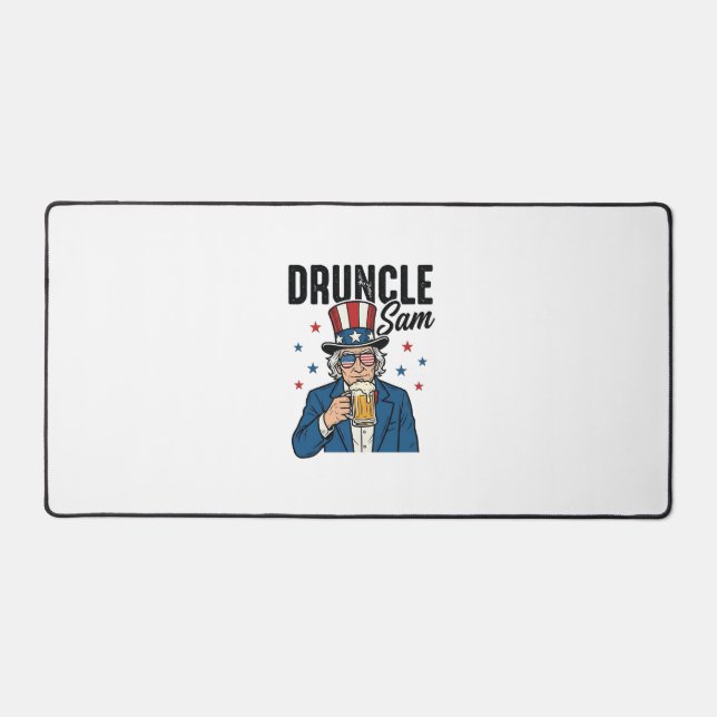 Druncle Sam Funny Patriotic Beer Vector Design_1 Desk Mat (Front)