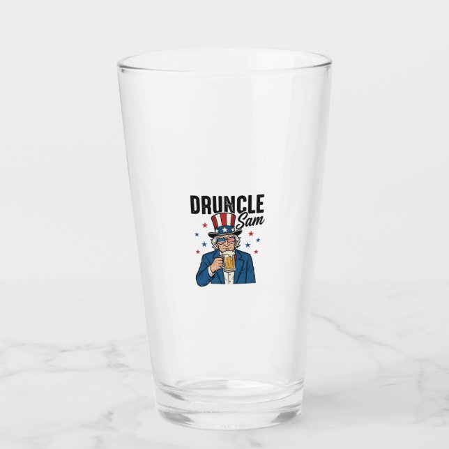 Druncle Sam Funny Patriotic Beer Vector Design_1 Glass (Front)