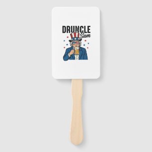 Druncle Sam Funny Patriotic Beer Vector Design_1 Hand Fan