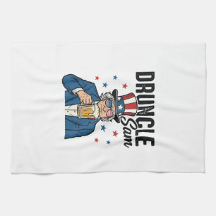 Druncle Sam Funny Patriotic Beer Vector Design_1 Kitchen Towel