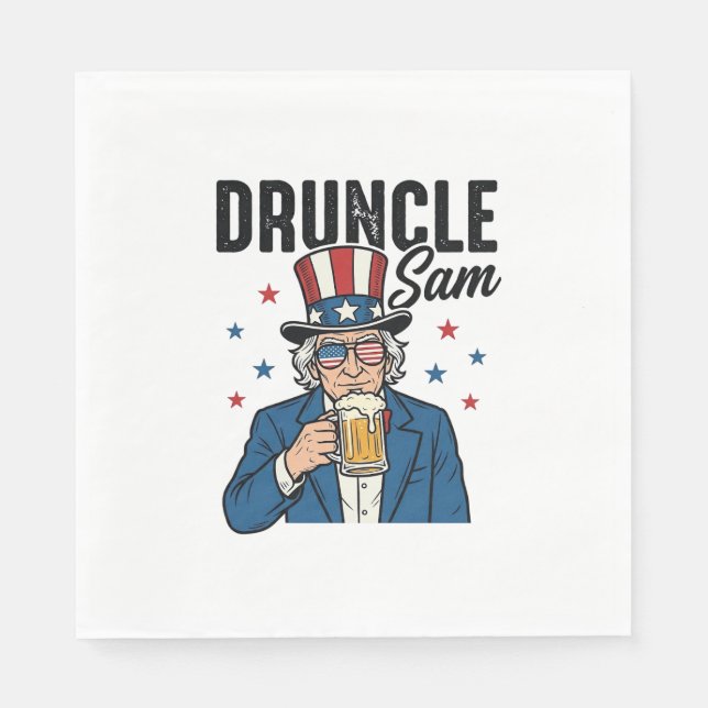 Druncle Sam Funny Patriotic Beer Vector Design_1 Napkins (Front)