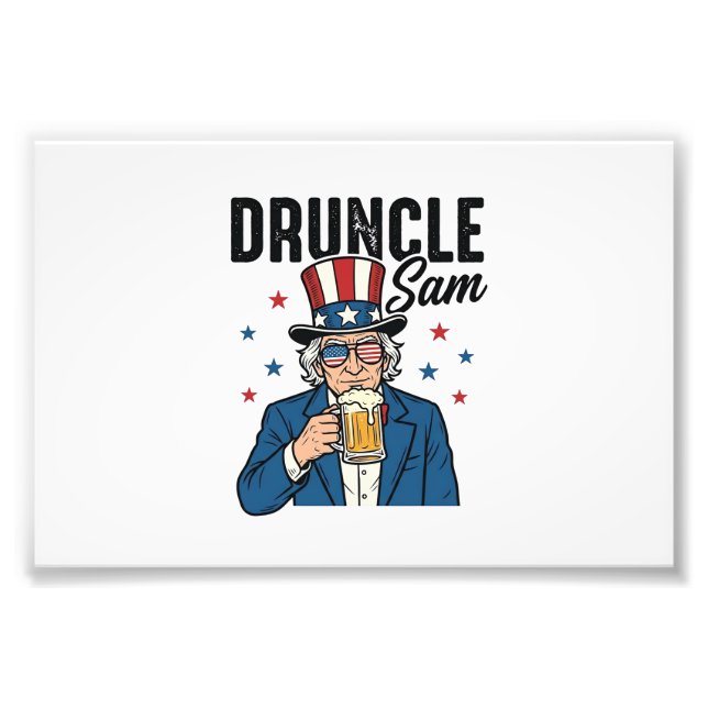 Druncle Sam Funny Patriotic Beer Vector Design_1 Photo Print (Front)