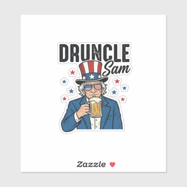 Druncle Sam Funny Patriotic Beer Vector Design_1 Sticker (Sheet)