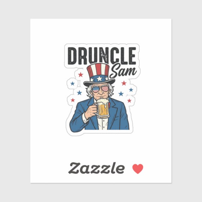 Druncle Sam Funny Patriotic Beer Vector Design_1 Sticker (Sheet)