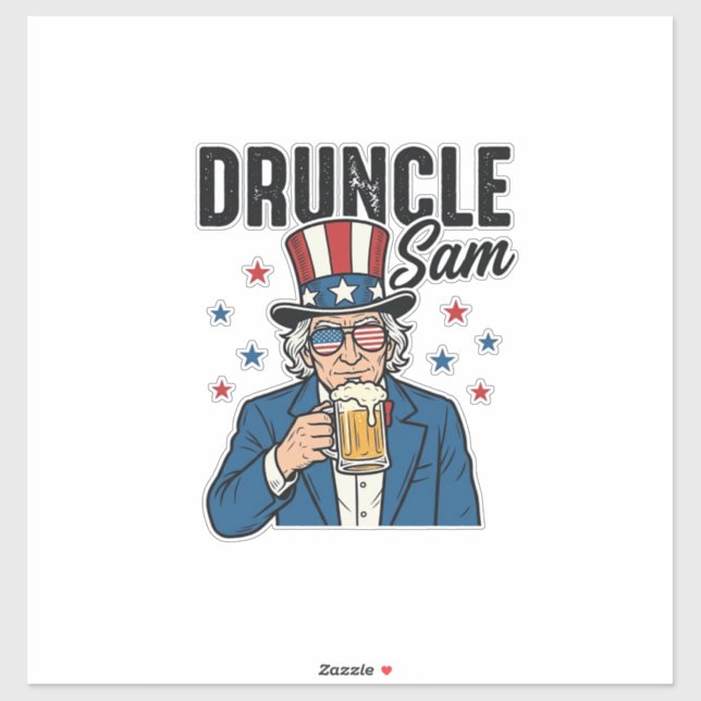 Druncle Sam Funny Patriotic Beer Vector Design_1 Sticker (Sheet)