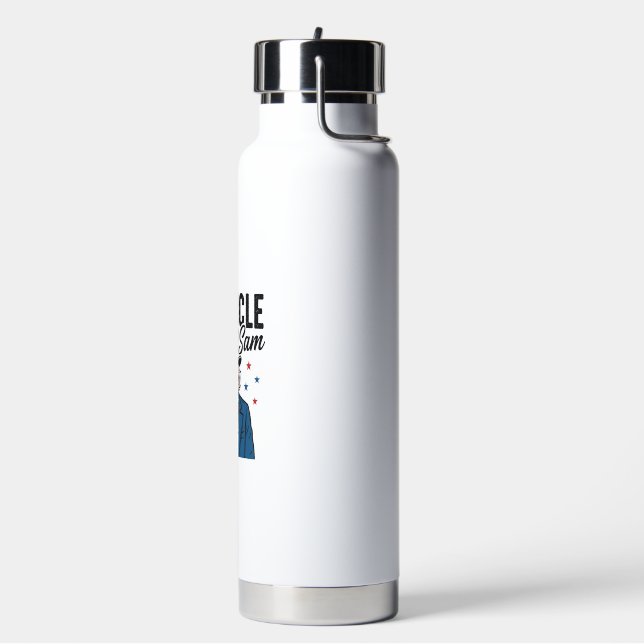 Druncle Sam Funny Patriotic Beer Vector Design_1 Water Bottle (Left)